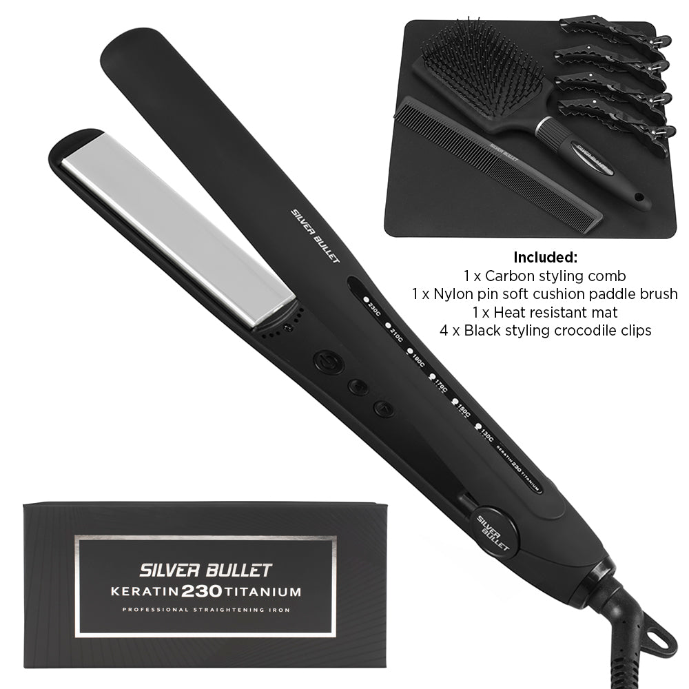 Silver Bullet Keratin 230 Titanium Silver Straightener Regular 25mm 9